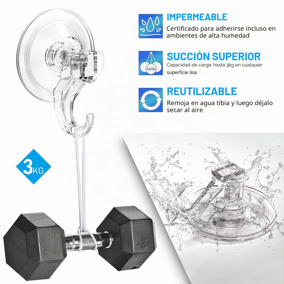 Quntis Juego de 4 ventosas con gancho para el hogar, baño, ducha, cocina, casa, cristal, ganchos para cortinas para azulejos, puerta de baño de espuma para ducha, 5 kg transparente