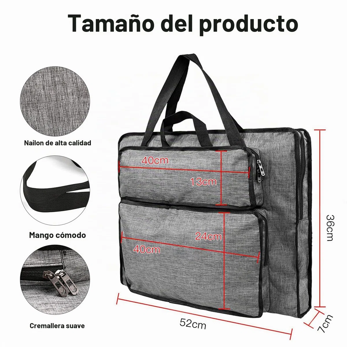 MeYuxg Bolsa de Pintura A3, Bolsa Multifuncional Impermeable, Paquete de Archivos A3 para Artistas y Estudiantes de Arte (Gris)
