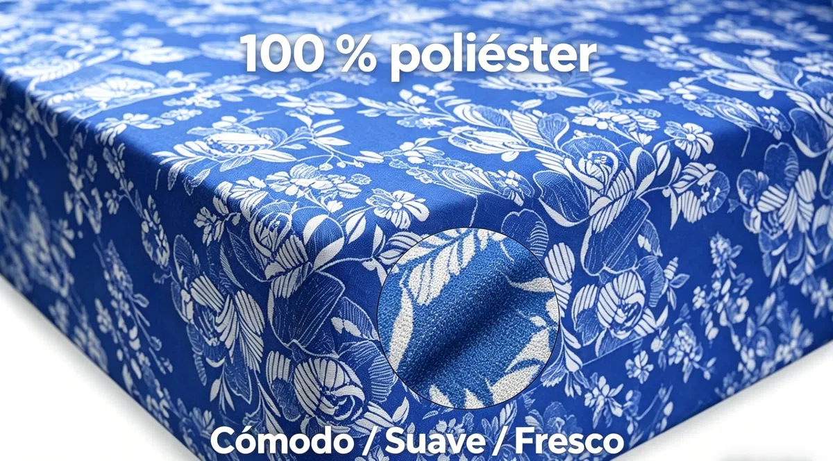 Funda de colchón con Cierre de Cremallera,Cubre Colchón de Cama 105cm,Fácil de Colocar,Respirable,Resistente, Suave y Agradable 100% Poliéster,Floreado Azul