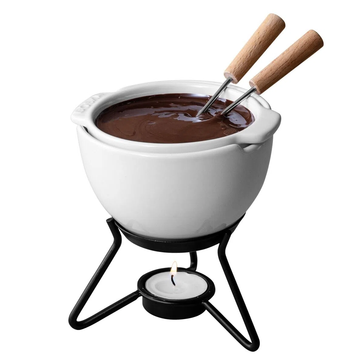Boska Choco Fondue Petit Marie/Au bain-Marie - Juego de fondue de chocolate, nunca se quema, apto para microondas y lavavajillas, blanco, 8.5 onzas