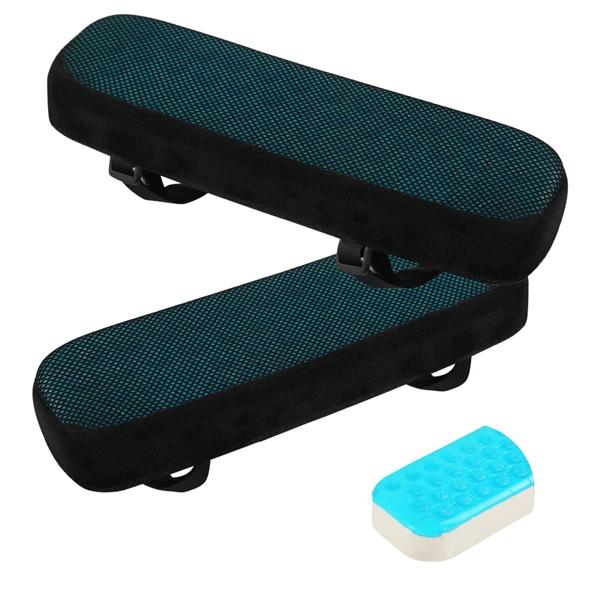 JoyPlus Almohadilla para Reposabrazos, 2 Piezas Cojín de Reposabrazos de Silla de Oficina, Funda Reposabrazos Silla Gaming con Memoria Espuma Viscoelástica para Alivio de Codos y Antebrazos (Negro)