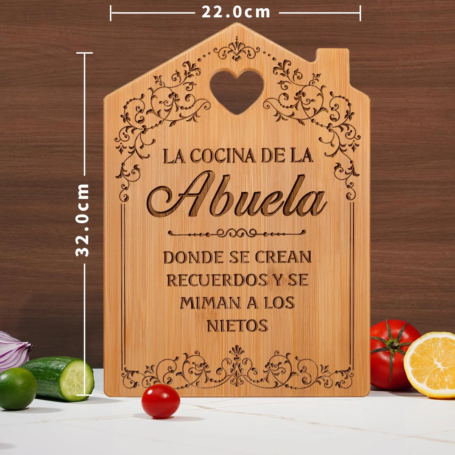Regalo Abuela, Regalo Abuela Cumpleaños - Tabla de Cortar de Bambú Grabada en Forma de Casa, Regalo Dia de la Madre Original