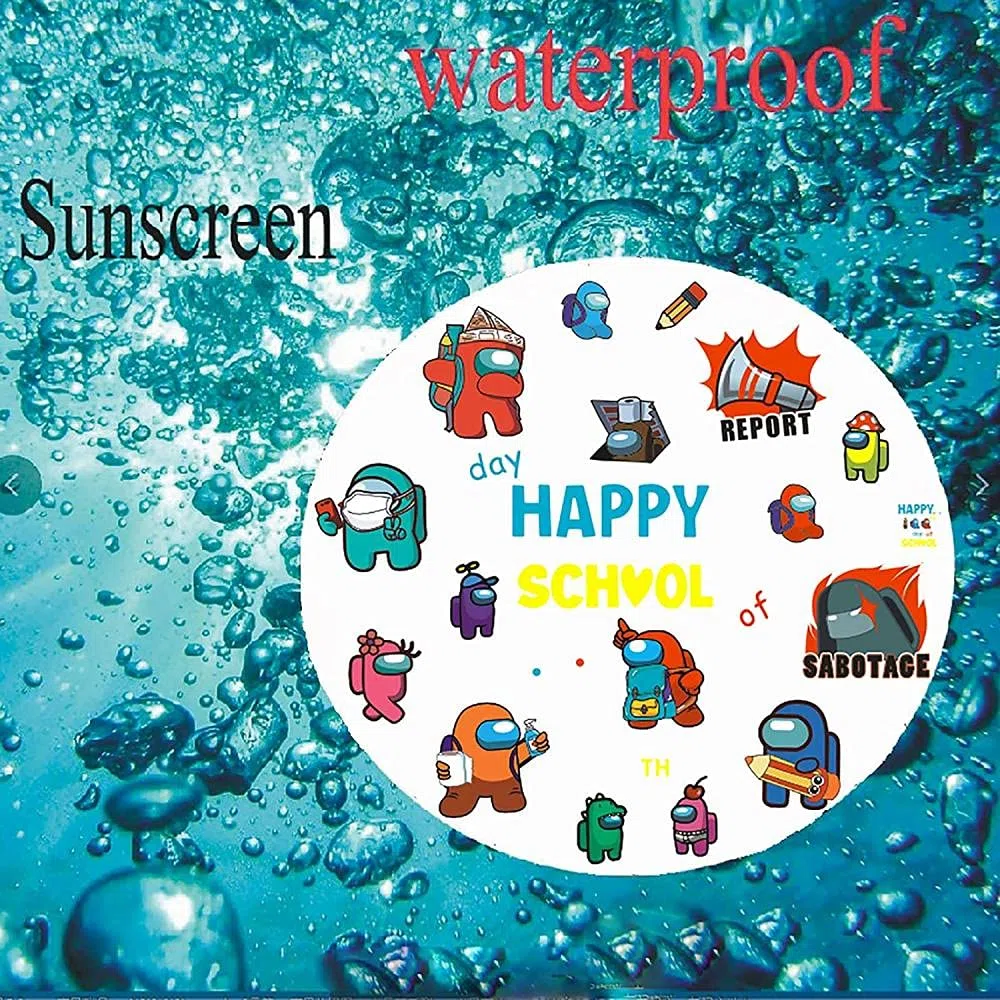 Among Us Wall Stickers 21Pcs / Sheet for Bedroom Wall Decals Happy Day of School for Wall Decor for Kids Computer Desk Wall Impermeables Hot Game Stickers para portátiles Botellas de agua
