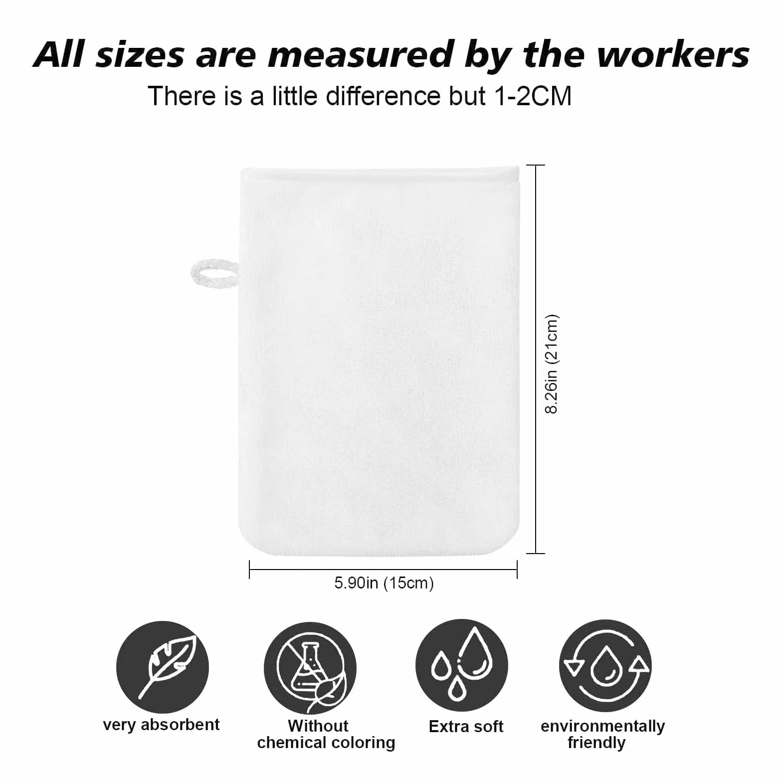 PHOGARY Paquete de 10 Piezas de Manoplas de baño Guantes para lavarse tamaño 15x21 cm con Cordón, Microfibra Premium de Color Gris Antracita y Blanco