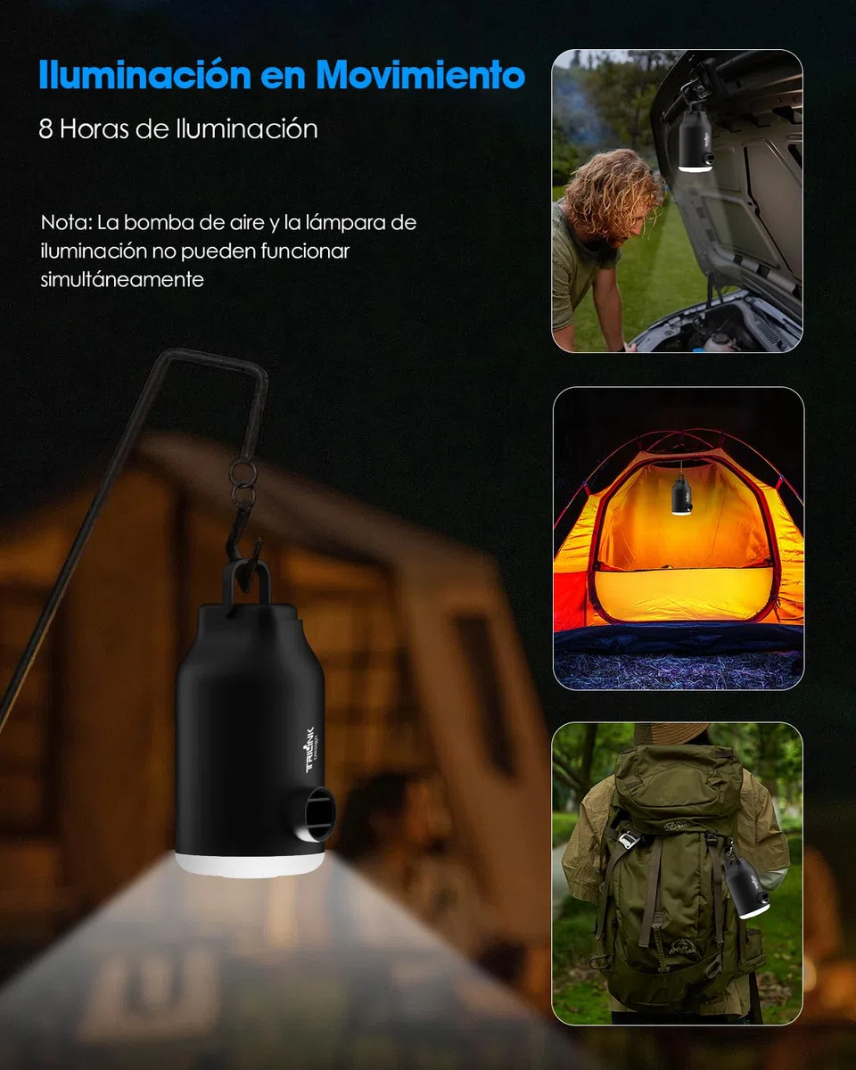 Bomba de Aire Eléctrica para Bolsas Vacío Ropa, Hinchador Colchon Inflable - Mini Portatil, Luz LED, Inflado & Desinflado Rápido con 5 Boquillas para Camas Hinchables, Piscina Hinchable