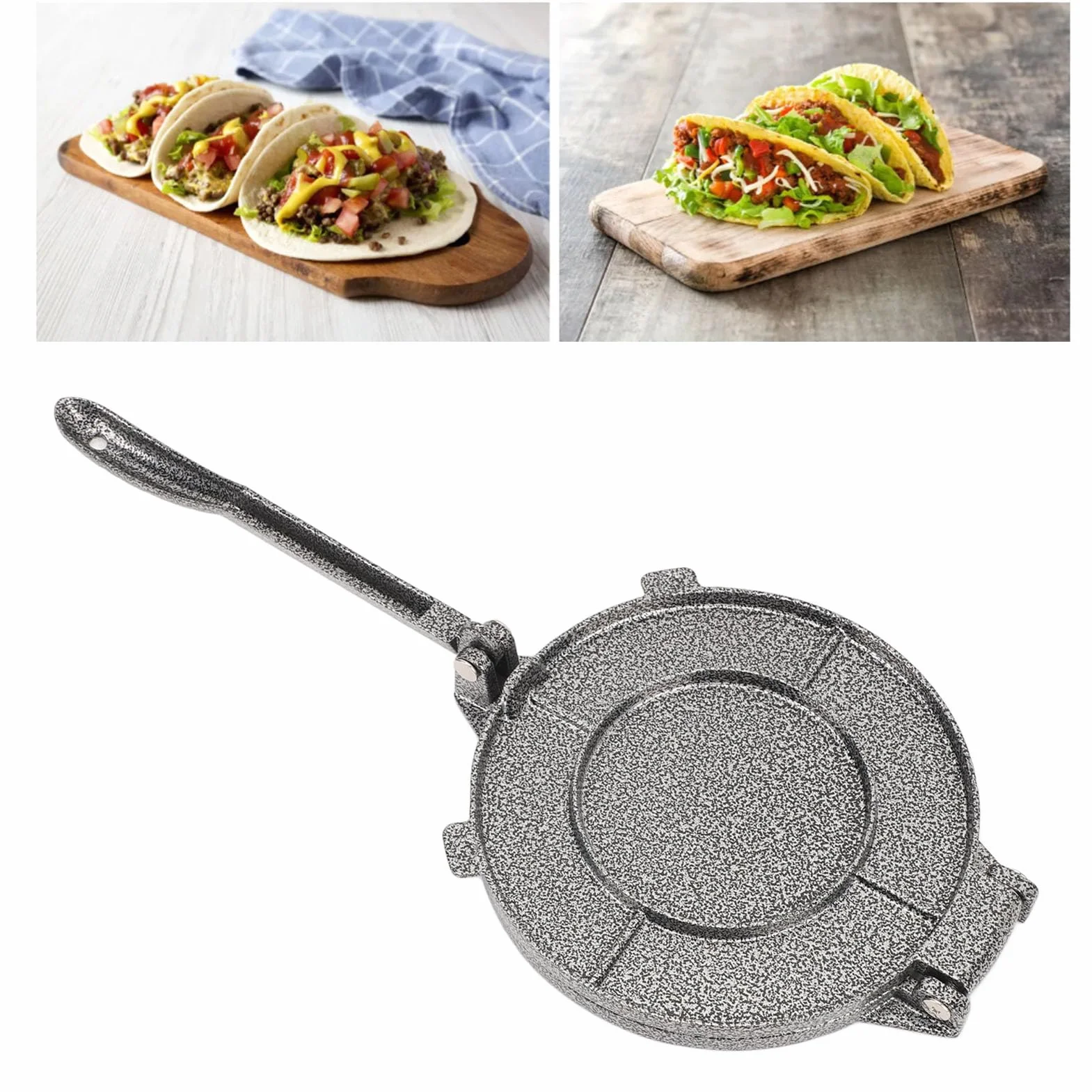 Luqeeg Prensa para Hacer Tortillas de 20x16 Cm, Prensa para Tacos Resistente y Eficiente, Diseño de Prensa Manual con Cómodo para un Fácil Agarre, Prensa para Tortillas de Aleación de
