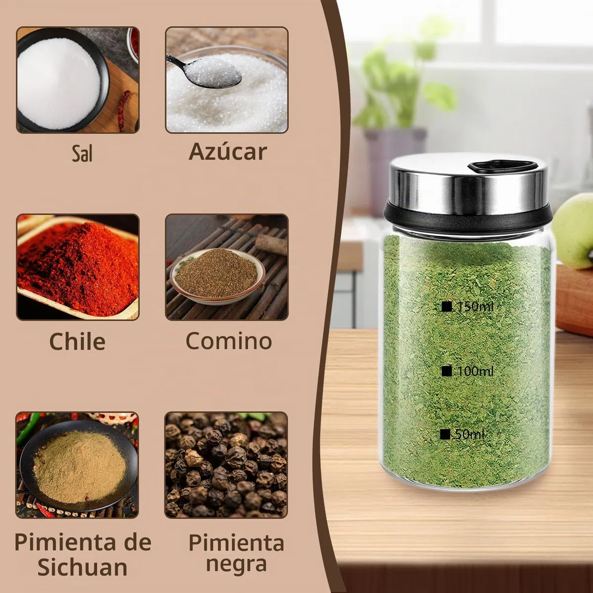 4 Piezas Botes Especias Cristal 150 ml, Botes para Especias con Tapa Giratoria Espejo, Saleros Pimenteros Transparentes para Cocina Mesa Barbacoa