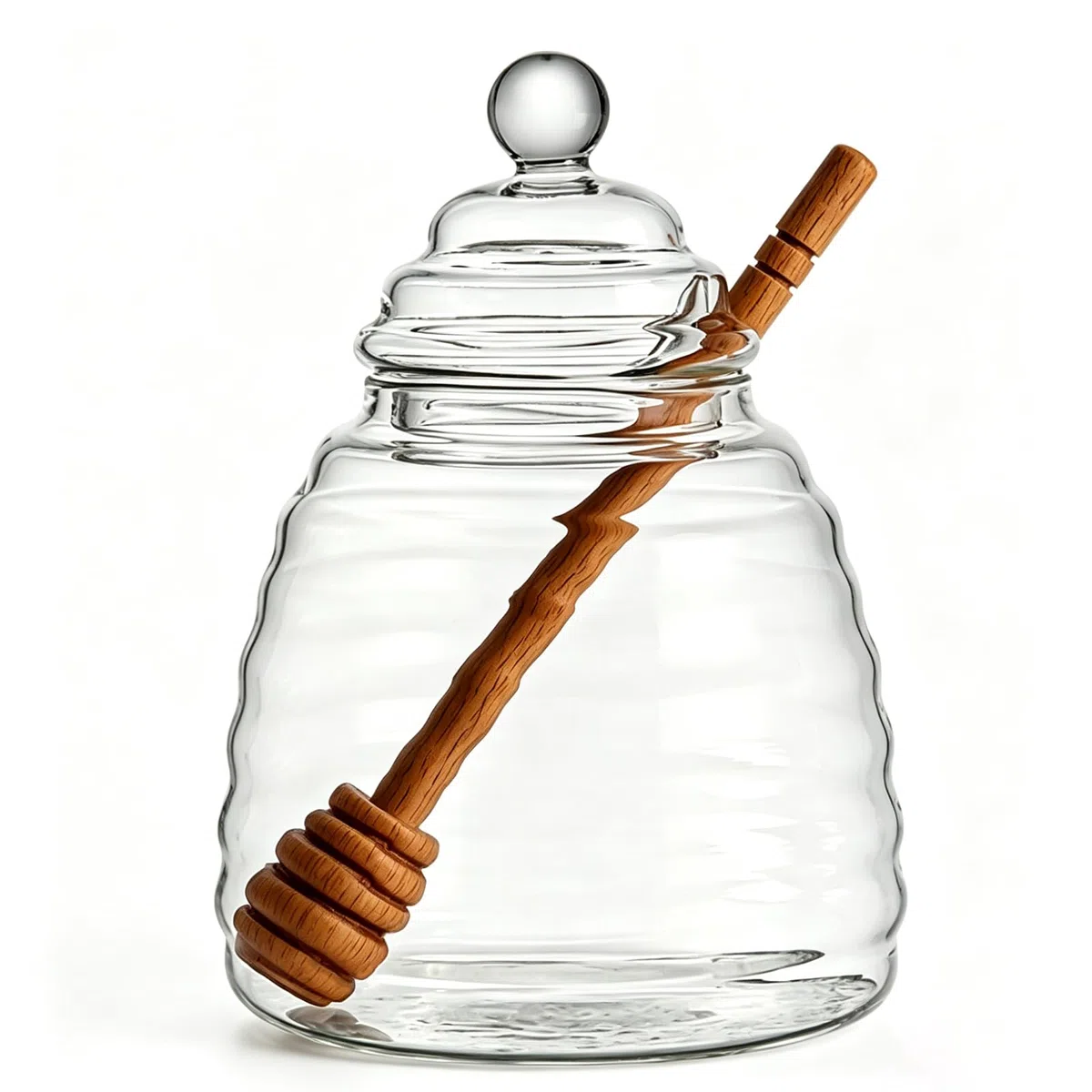 Tarro Dosificador para Miel 500ml - Dispensador Reutilizable para Sirope y Salsas, Incluye Cuchara Medidora y Tapa Vaso, Ideal para Almacenamiento de Almíbar (Diseño Antigoteo)