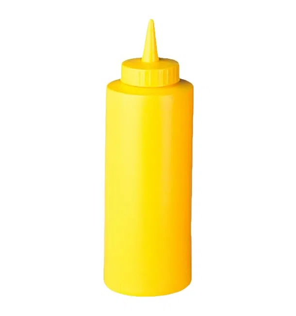 6 Botes plástico para Salsas I 360ml I Color Amarillo I Botellín para Salsas, Tomate, Mostaza, Mayonesa, Recipiente para Aceite, Botella biberón, Dispensador, Cocina.