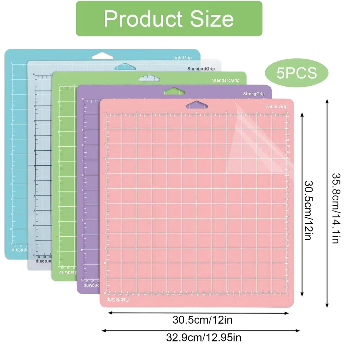 Tapete de Corte para Cricut Maker 4/Maker 3/Explore 3/Air 2/Air/One, NICKLIN 5 Alfombrillas de Corte Adhesivas para Cricut - StandardGrip, LightGrip, StrongGrip, FabricGrip 12x12"