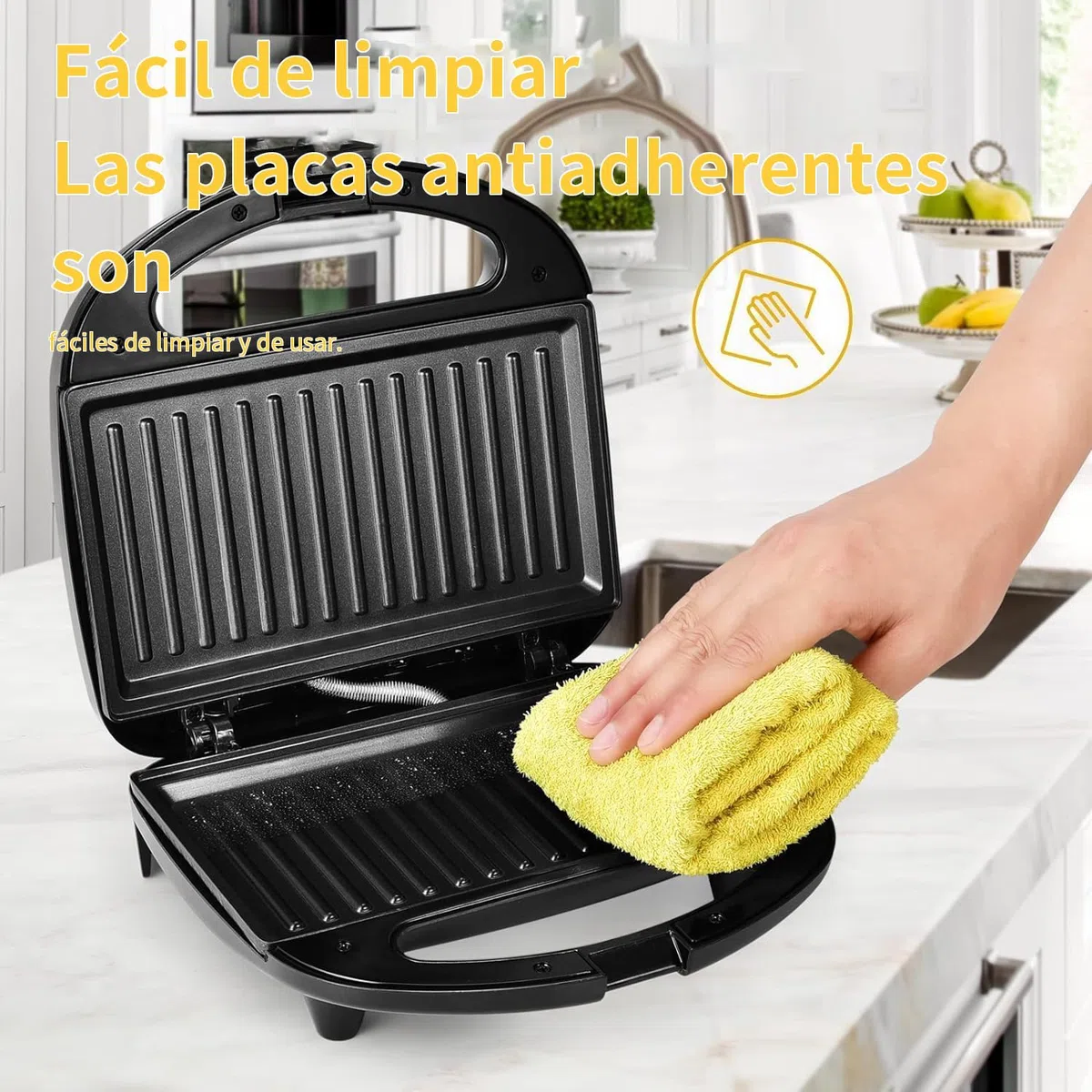 YASHE Sandwicheras, 750W Tostadora Grill, Máquina de Panini con Recubrimiento Antiadherente, Temperatura Automática, LED Indicadoras