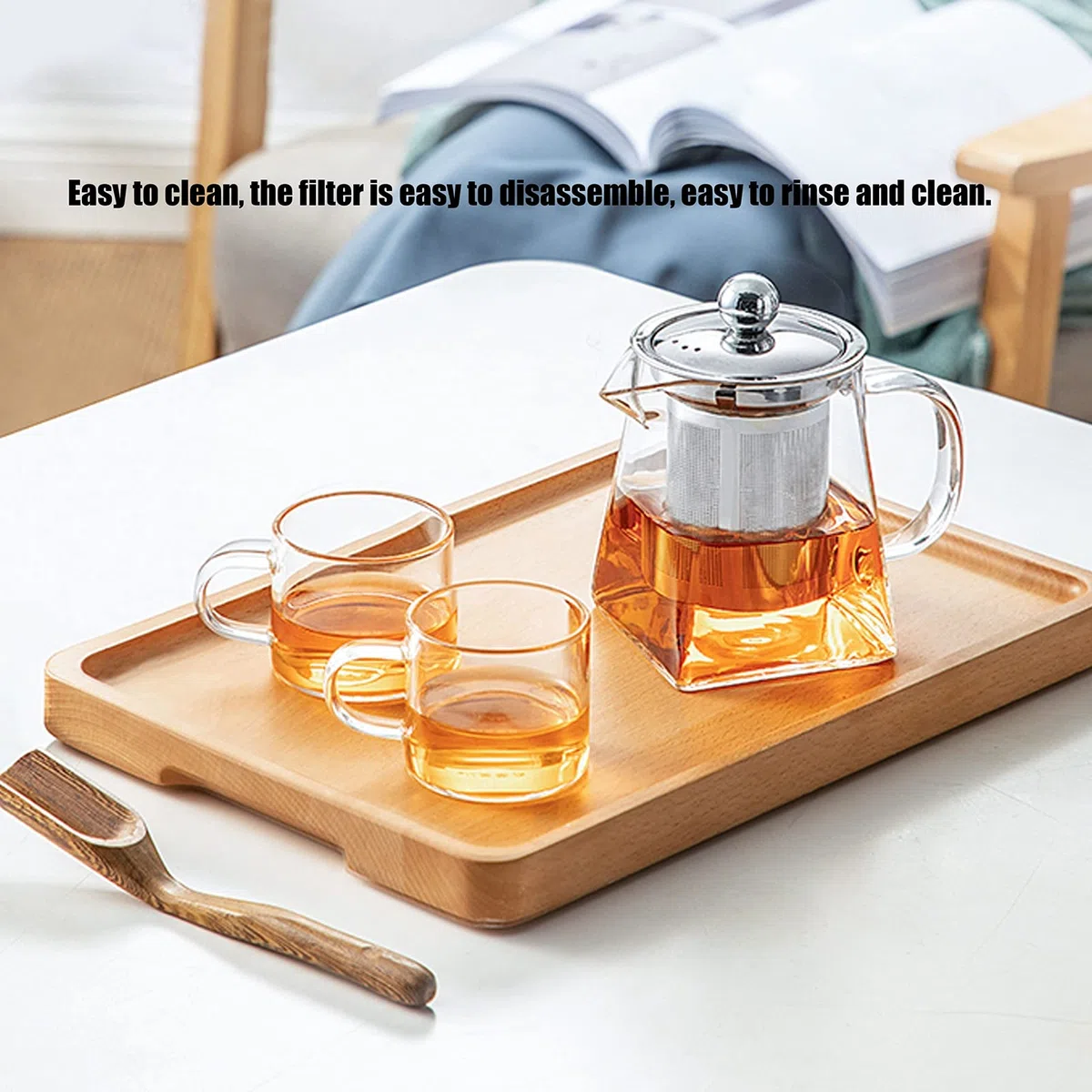 Tetera de Cristal, 350ml Tetera con Infusor de Té Suelto de Acero Inoxidable Extraíble, Tetera de Vidrio Transparente para Bebidas Frías y Calientes, Té de Frutas, Bolsitas de Té Perfumadas