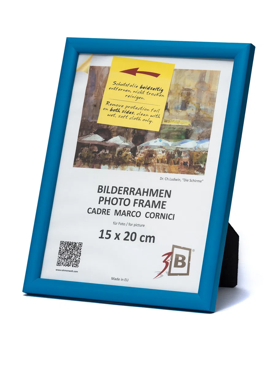 3-B Marco de Foto ULM 15x20 cm - azul claro - marco para fotos de madera con cristal acrílico
