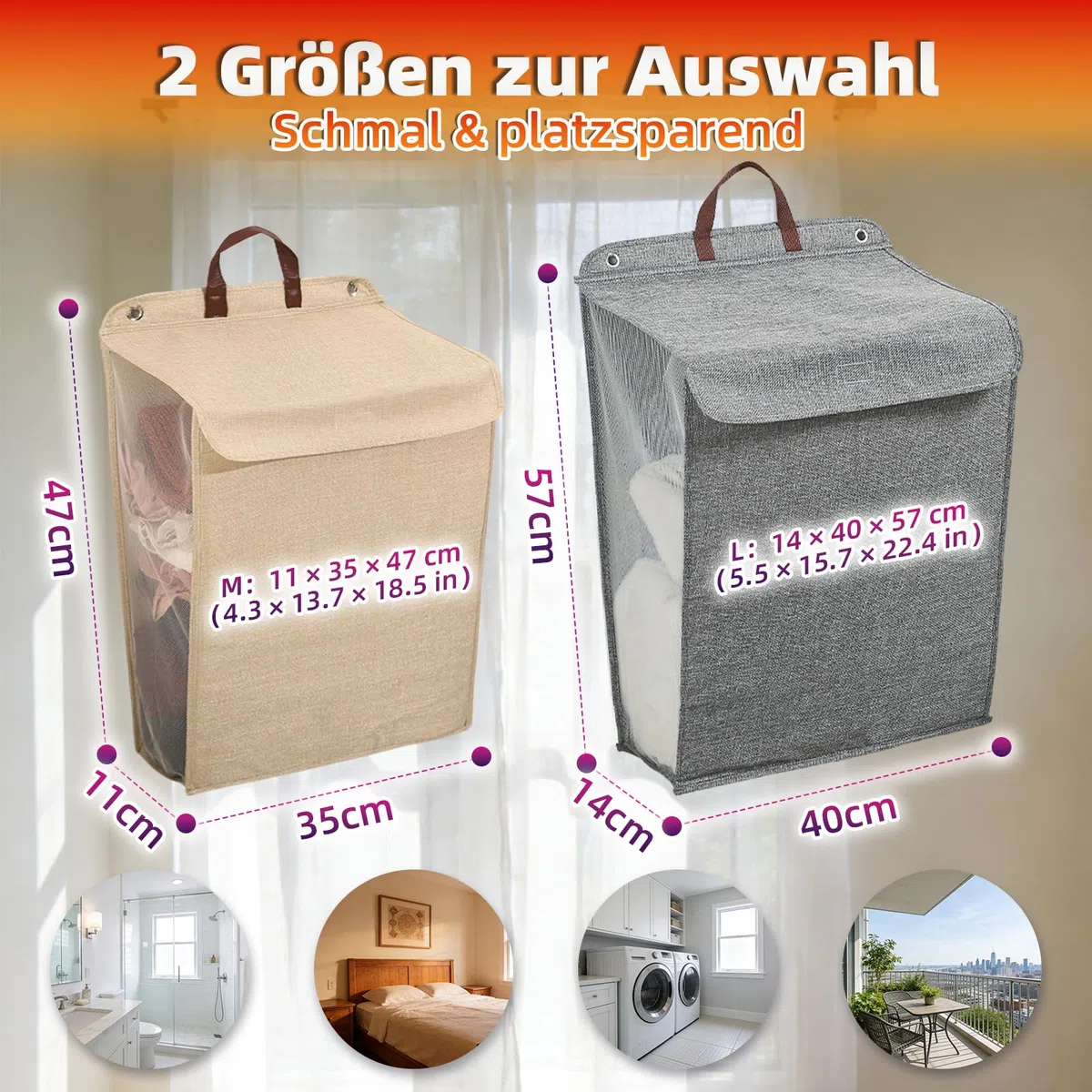 Cesto Ropa Sucia Plegable con Tapa Organizador Compresible Estrecho Gray-L