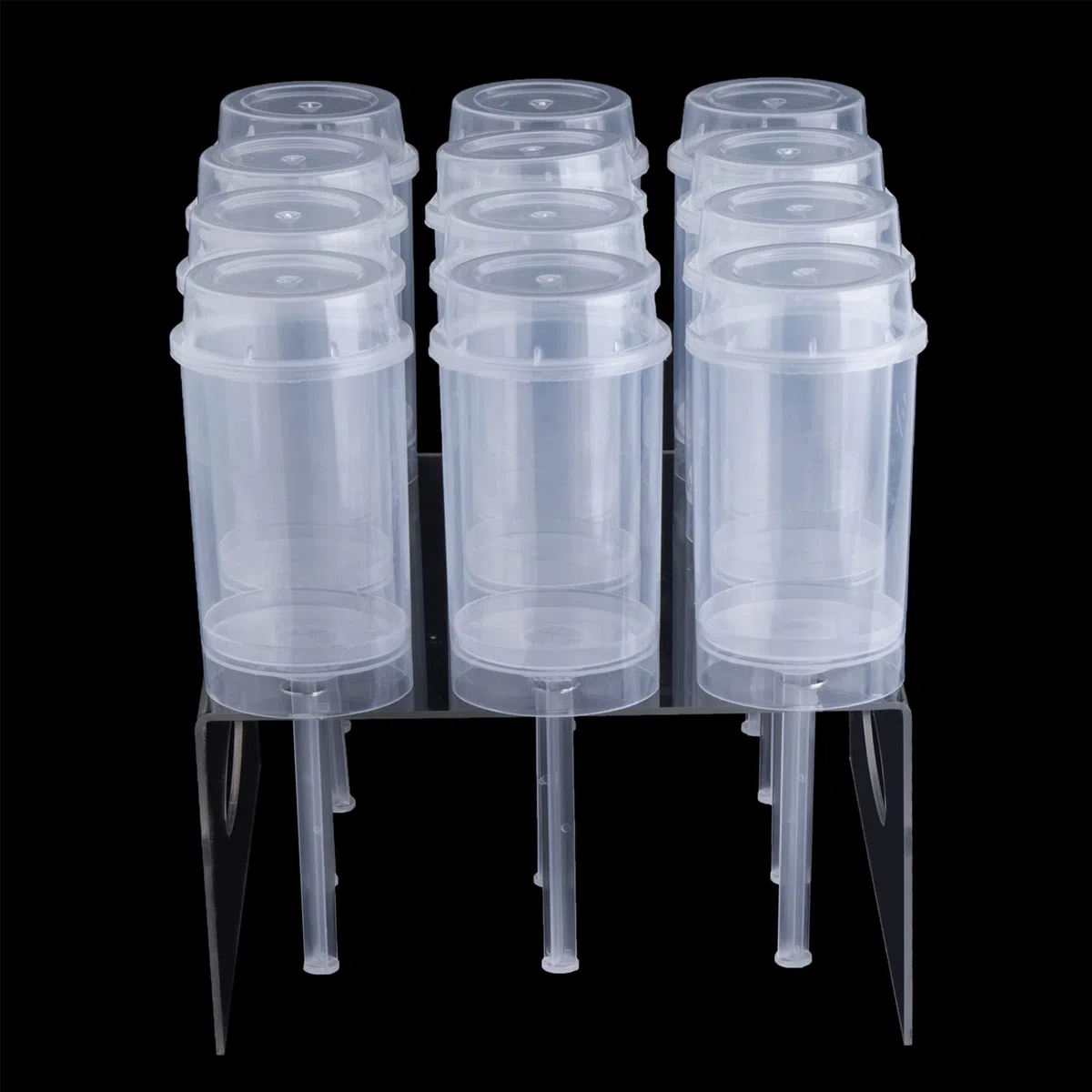 Paquete de 12 contenedores Push Up Pop para tartas con bandeja, soporte para moldes de cake pop, para golosinas caseras, aperitivos de postre