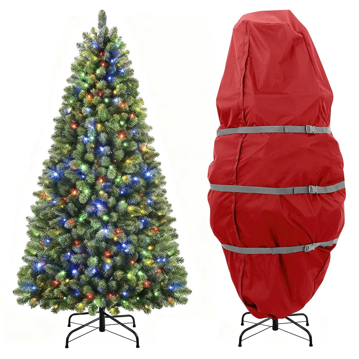Bolsa para Árbol de Navidad Grande, Funda para Árbol de Navidad, Funda Arbol Navidad Guardar Impermeable, Árbol Navidad Funda (Rojo, 60x30 pulgadas)