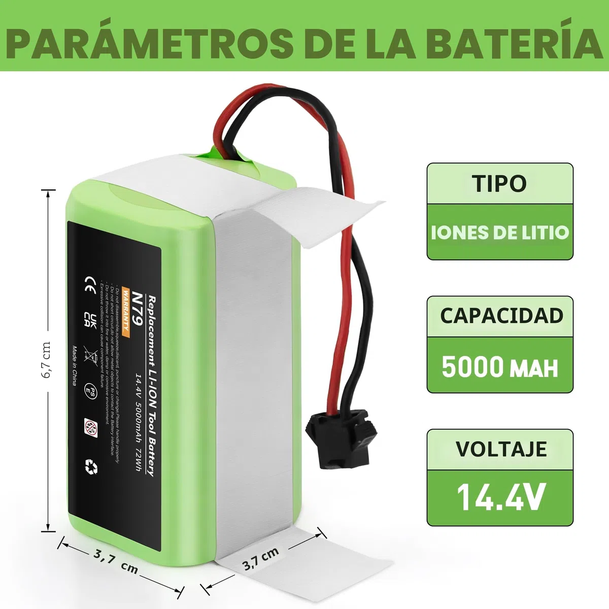 14.4V 5000mAh Batería de Repuesto de Iones de Litio Compatible con Conga Excellence 990 950 1090 1790 1990 Ecovacs Deebot N79 N79S DN622 Eufy RoboVac 11 11S 30 35C y IKOHS Netbot S14 S15