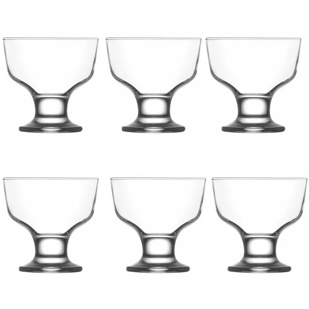 NORDIC SCHILLER Juego de 6 cuencos de helado modernos de cristal con pie, 285 ml, 100% libres de burbujas, cuencos de postre, vasos de helado, vasos de postre con pie, copas de helado