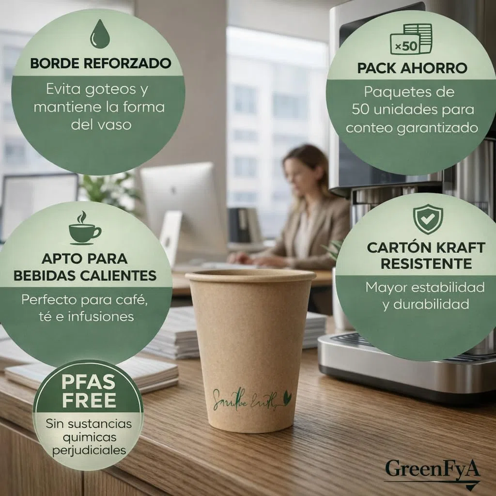 Vasos Desechables de Cartón Kraft para Café – Vasos Café Desechables Resistentes para Bebidas Calientes y Frias, Vaso Café para Llevar Ideal para Oficina, Eventos y Take Away (200, 200ml)