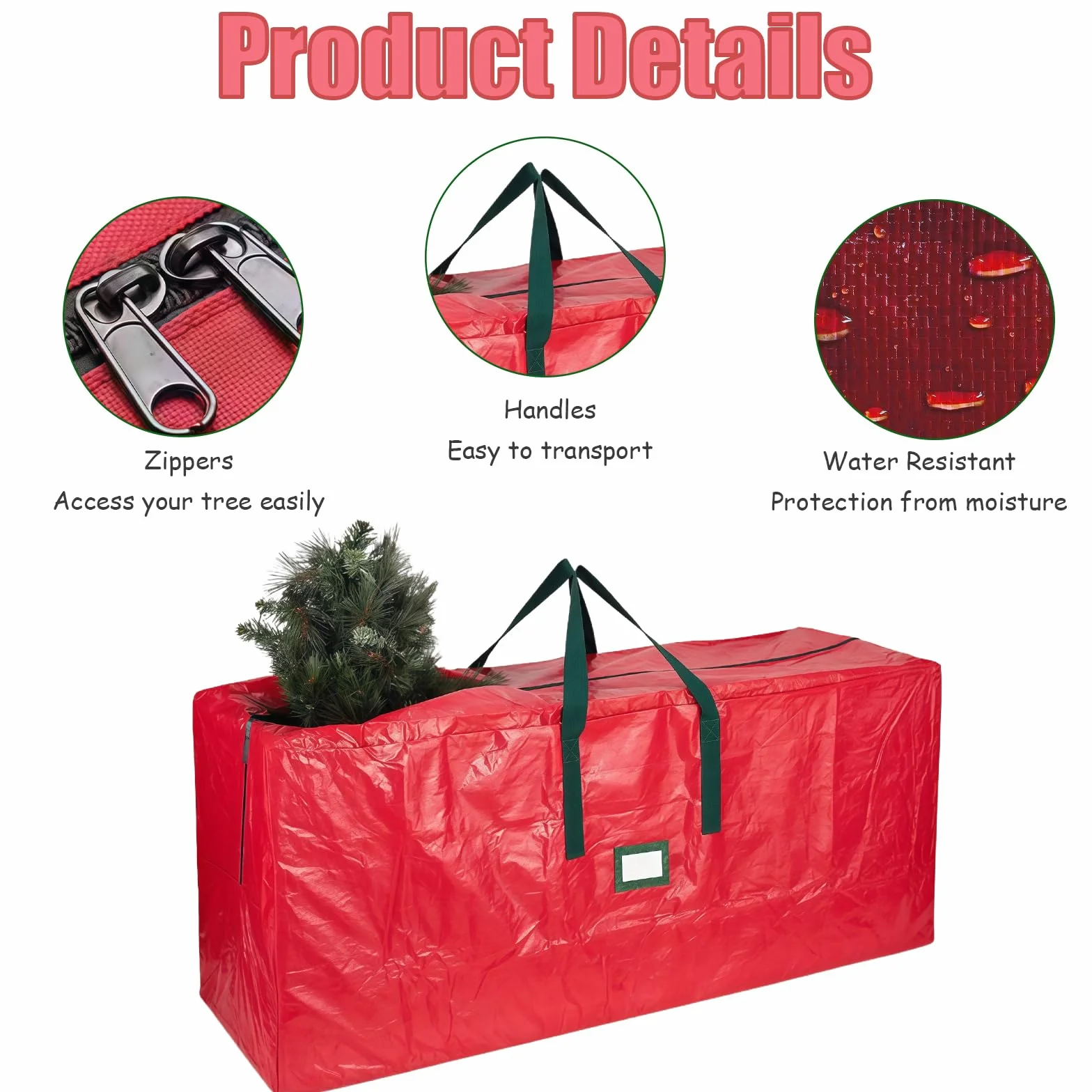 SSKHE Bolsa de Almacenamiento Roja para Árbol de Navidad - Funda Protectora con Asas Resistentes