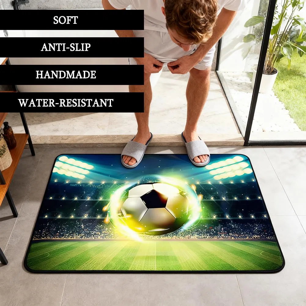 Alfombra de fútbol,80 x 120 cm Niños Habitacion Alfombra de Sala de Estar, Colchoneta de Puerta Antideslizante para Puerta Interior