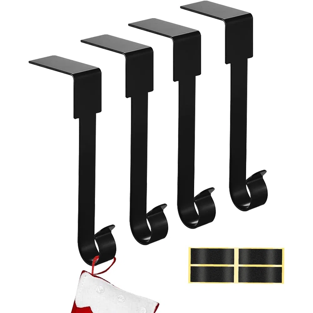 4 Piezas Ganchos para Calcetines de Navidad Soporte para Calcetines de Navidad Ganchos para Colgar Medias de Navidad de Metal Aprox. 10 x 15 cm Soporte para Calcetines de Navidad Negro