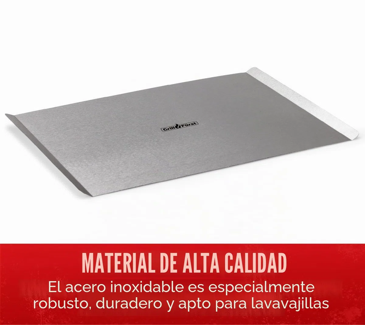 Grillfuerst Bandeja rectangular para pizza, acero inoxidable, 40 x 30 cm, para preparar y transportar la masa de la pizza