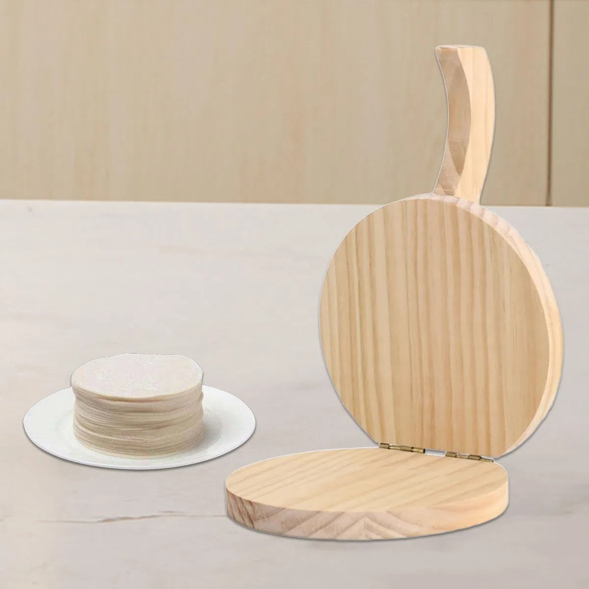 rockible Prensa de Tortilla de madera, prensador de Tortillera mexicana, prensador ergonómico fácil de usar, utensilios de cocina para pastelería, raviolis