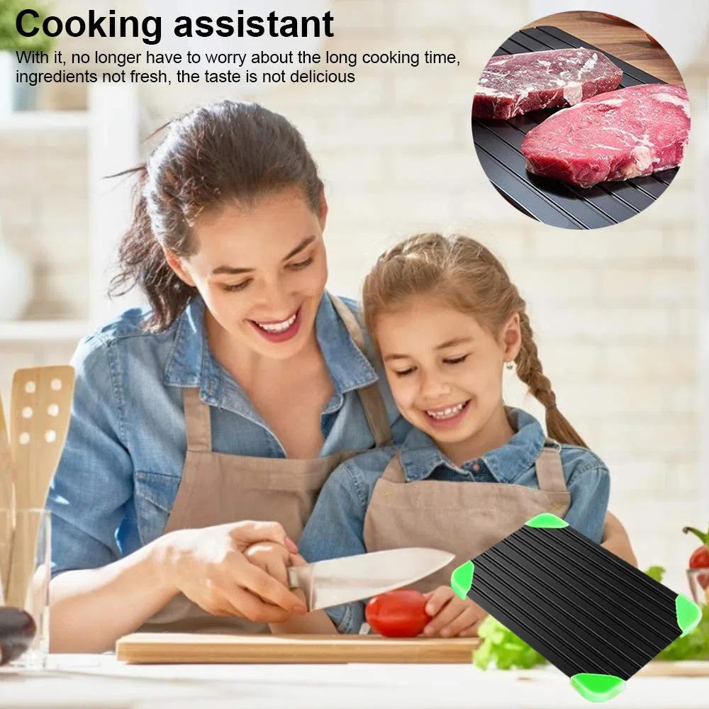 Placa de descongelación rápida de Alimentos, con Ranura y 4 alfombras, sin Electricidad, microondas, Agua Caliente/descongelación rápida, Apta para Pescados/Carne/Alimentos congelados (29,5 x 20,8 x