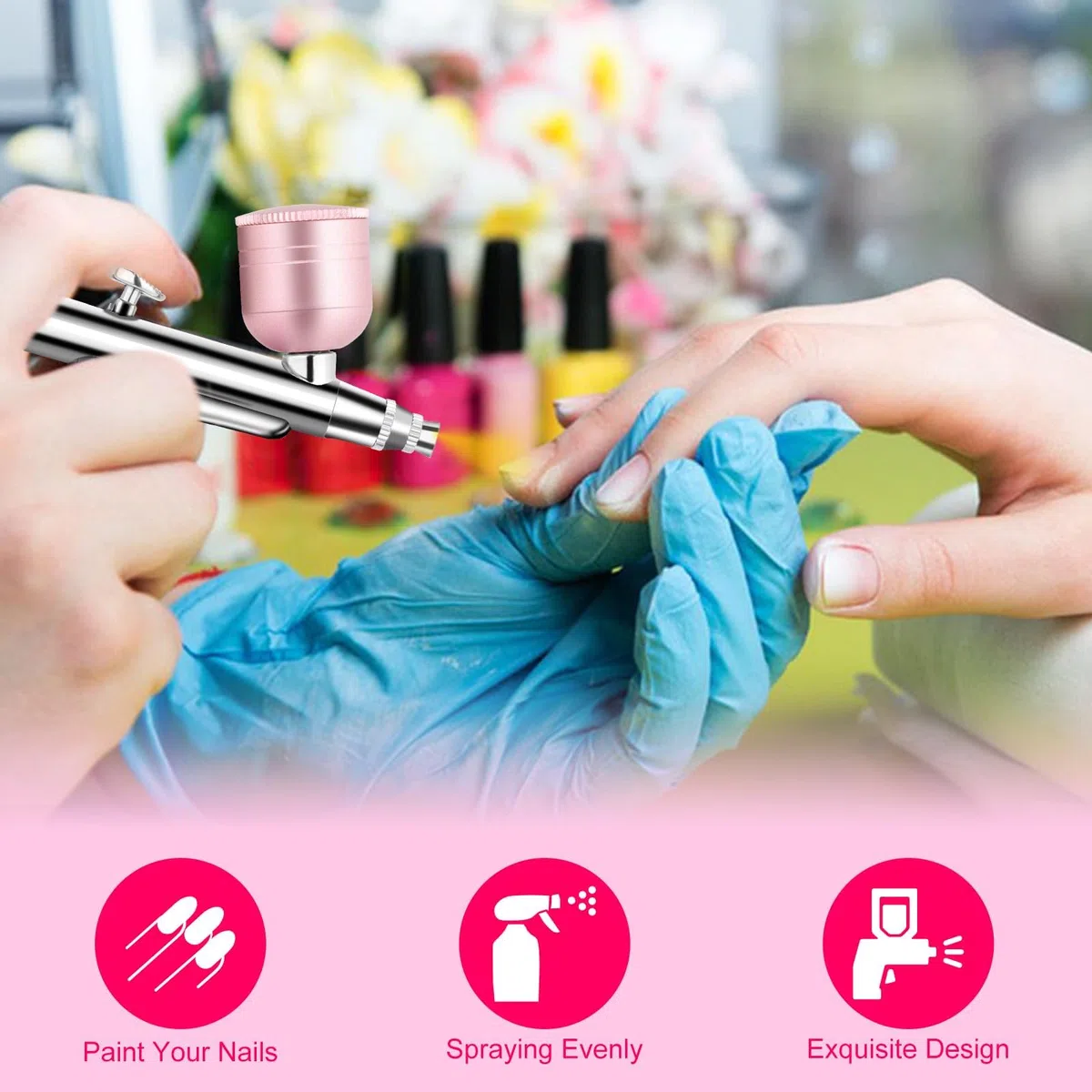 Aerógrafo Kit Completo, Viafexna Compresor Aerógrafo De Alta Presión, Inyector De Oxígeno, para Hidratación de la Piel, Arte de las Uñas, Tatuaje, Pintura, Maquillaje, Torta, Corte de Pelo