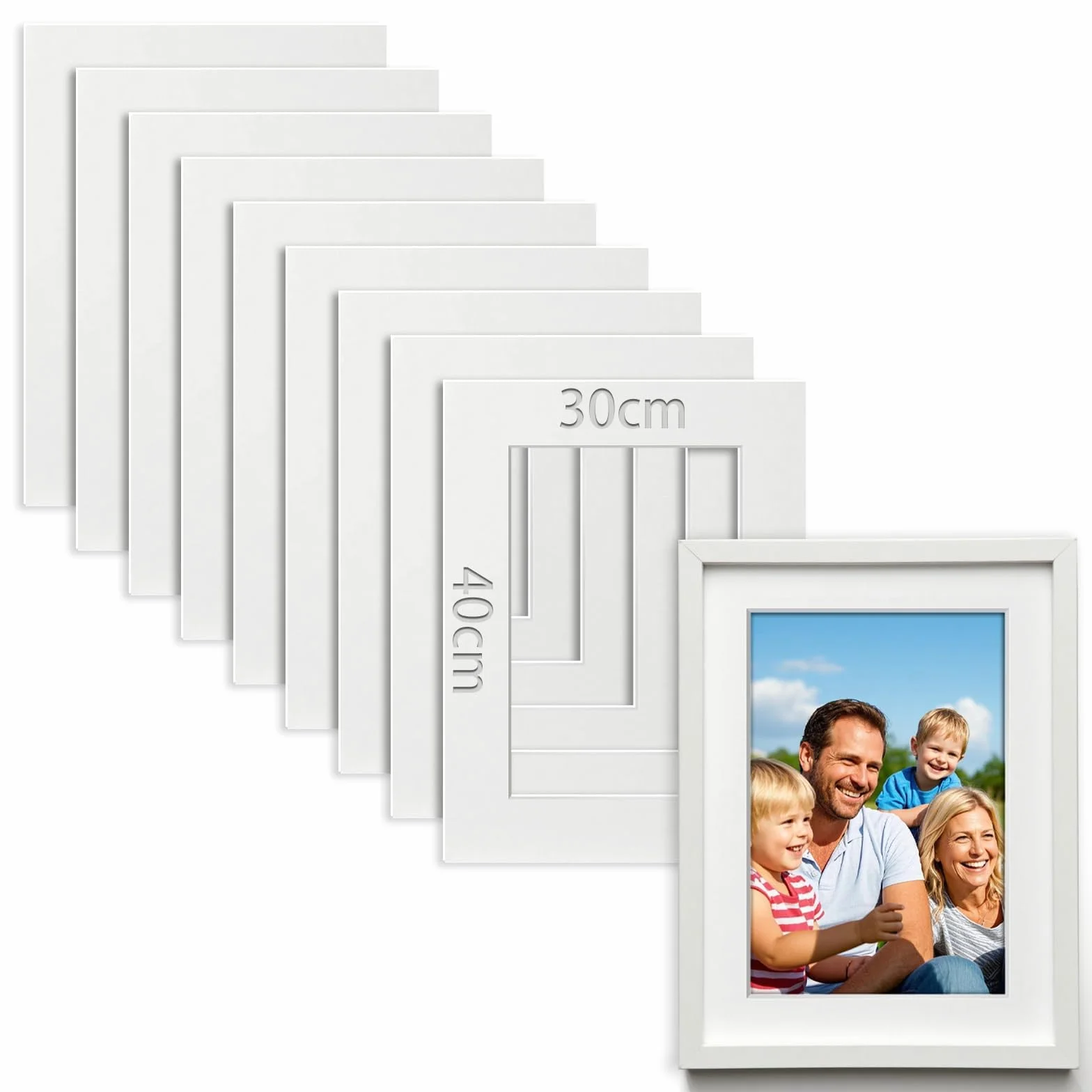 10 Piezas Paspartu 30x40 cm Carton Paspartú Tamaño Interior 19x29 cm Cartulina de 1,5 mm de Grosor Cartón para Enmarcar en Blanco para Fotos Imágenes Póster