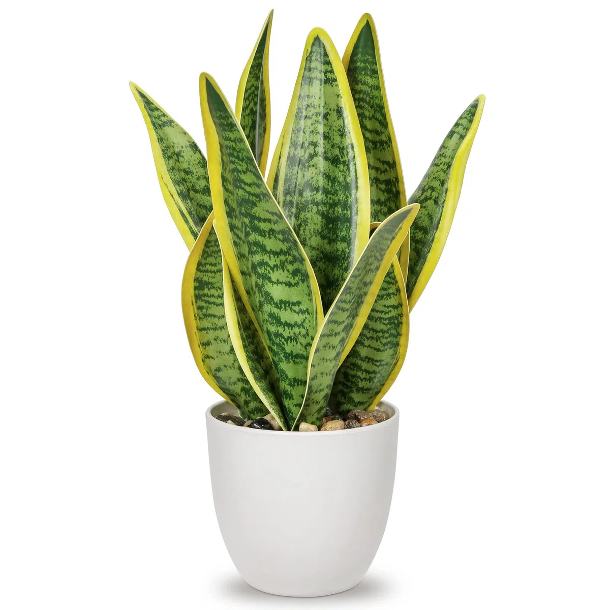 Oairse 31cm Sansevieria Planta Artificial en Maceta de cerámica, pequeña Planta de Interior, Planta de Serpiente Artificial, Plantas Artificiales como verdaderas, baño, Dormitorio