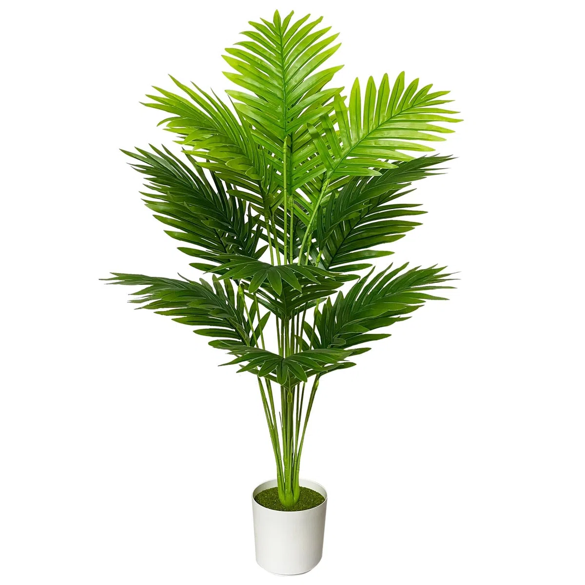 Planta Artificial Palma con Maceta, Arbol Artificial Grande Plastico Hojas Realistas Decorativa para Interior y Exterior Hogar Salón Oficina Dormitorio (80cm Verde Palma)