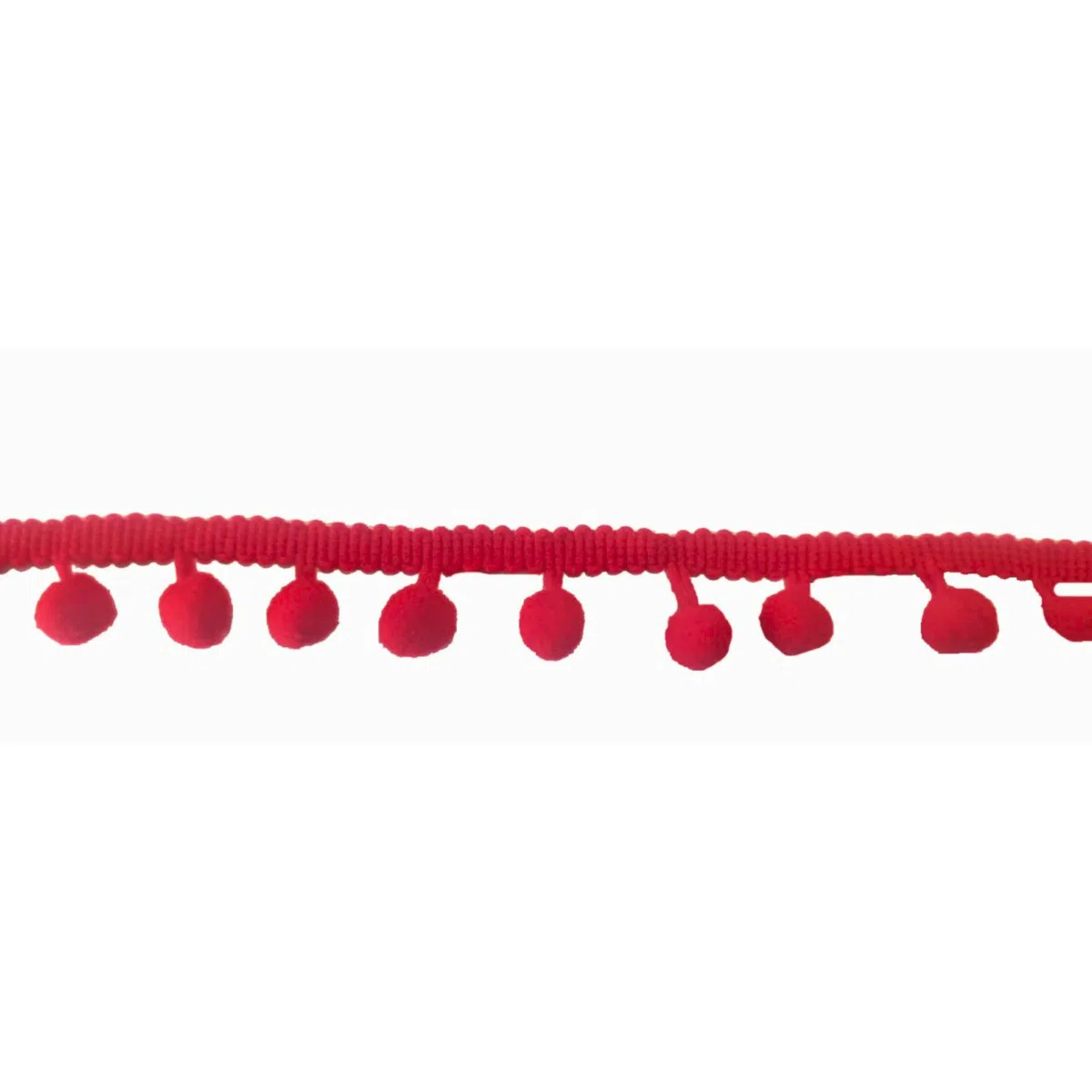 Tiras de Madroños - Tira de Pompones, Pasamaneria, Cinta con Pompones, Rollo de 18 Metros, Ideal para Costura y Decoración (Rojo)