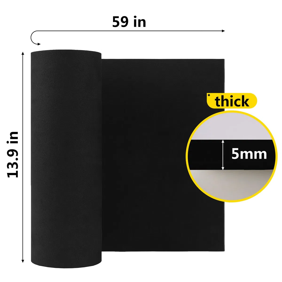 Do²ping Goma EVA Negra, Espuma EVA 5mm, 35.5 x 150cm EVA Foam Cosplay, Alta Densidad 86kg/m3 Rollo Goma EVA para Costume Proyecto DIY (5mm Negro)