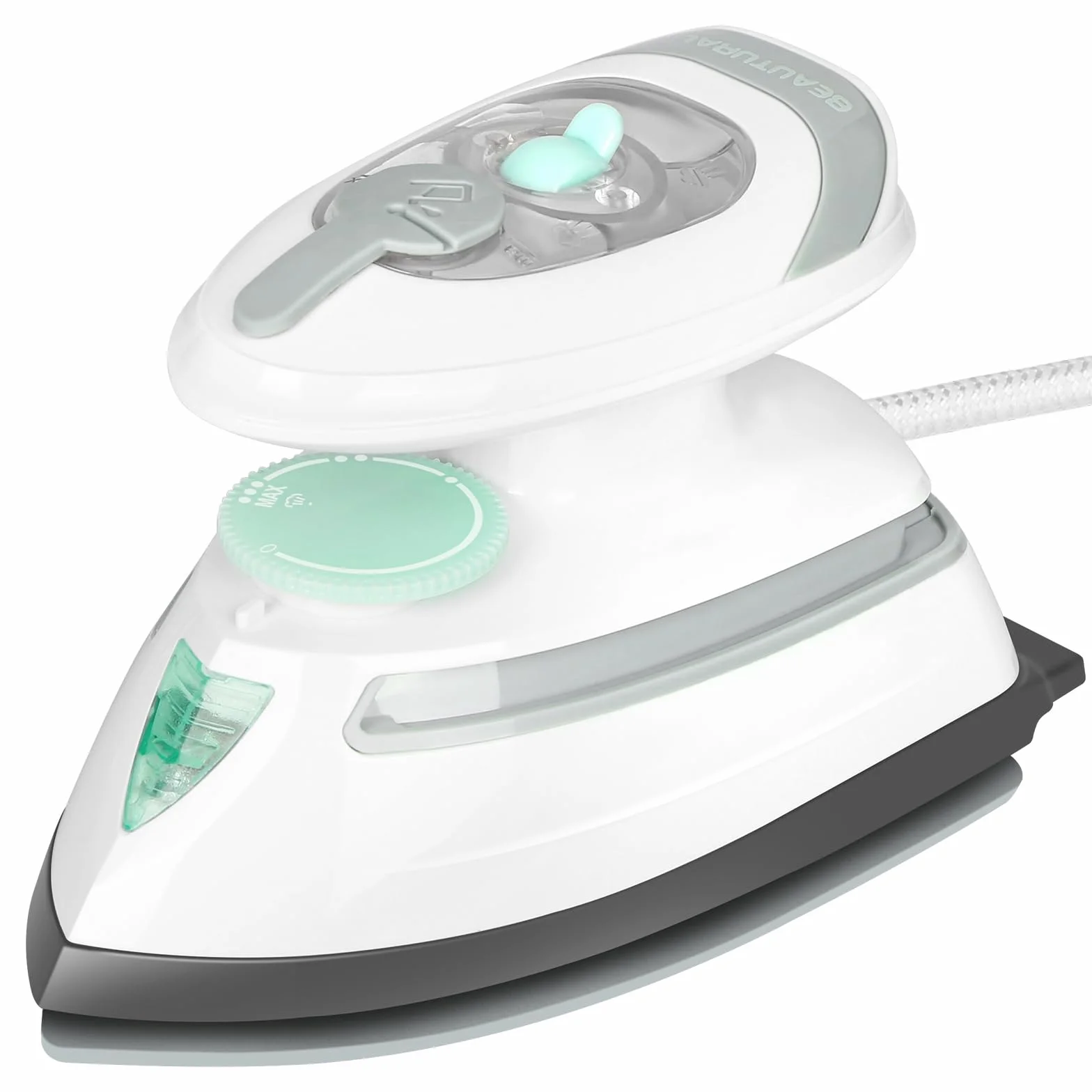 BEAUTURAL Plancha Ropa, Mini Plancha de Vapor de Viaje con Doble Voltaje (100~127V/220~240V), Suela Antiadherente, Ideal para Planchar, Costura, Quilting y Manualidades