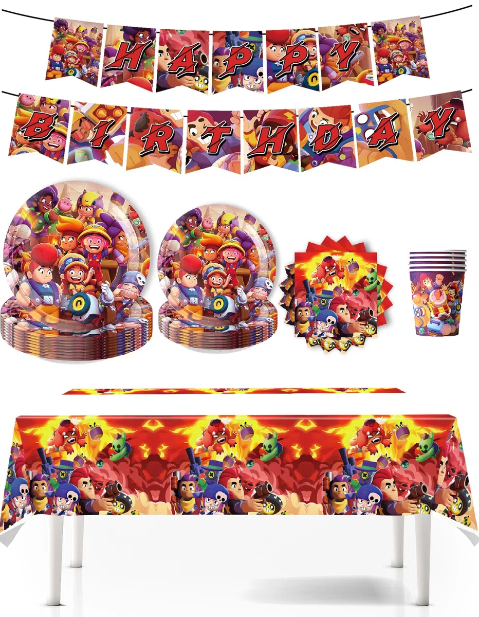 Stars Vajilla De Fiesta, Stars Cumpleaños Vajilla, Stars Vajilla De Fiesta Incluye Platos,Diseño Juegos de Acción Incl Aventura Salvaje Decoración Cumpleaños para Niños (naranja)