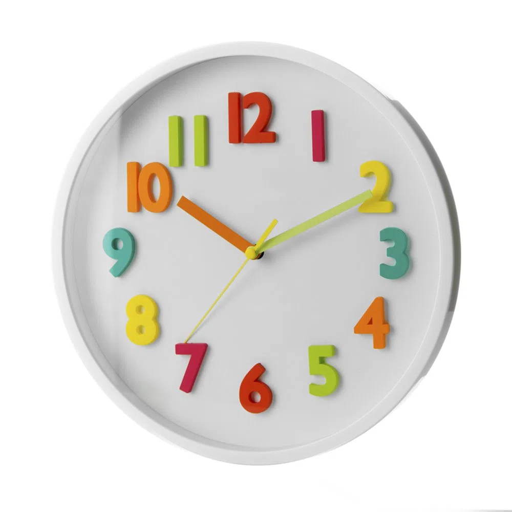 LOLAhome Reloj de Pared Infantil Blanco de plástico para Dormitorio Child