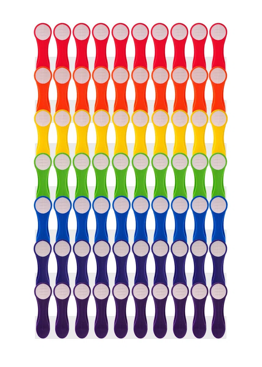trendfinding 70 Pinzas de la Ropa Arco Iris de Colores con muelles de Acero Inoxidable y softgrip, duraderas y sostenibles en Embalaje de cartón ecológico Blanco