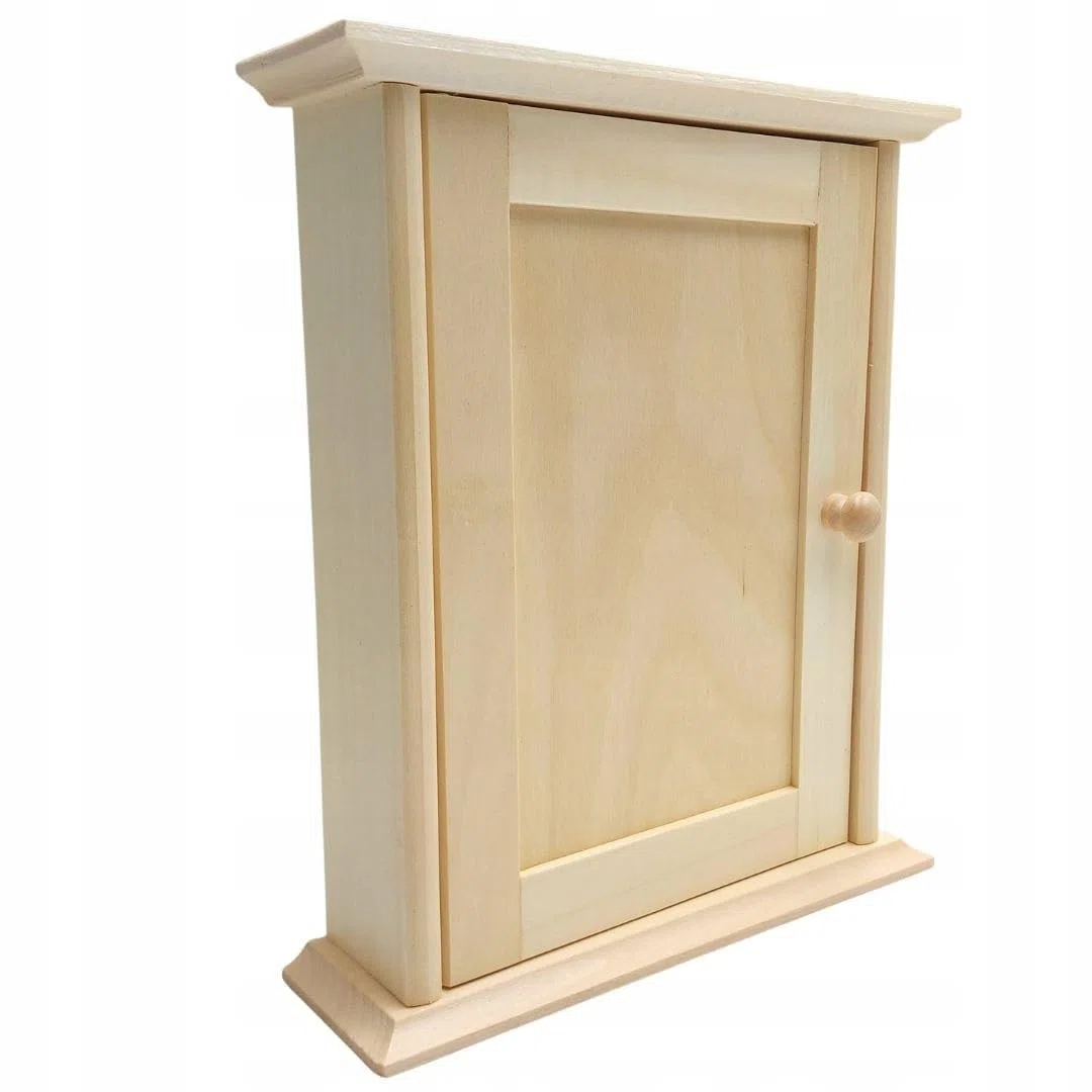 Wooden World - Armario para Llaves de Madera con Puerta y 6 Ganchos