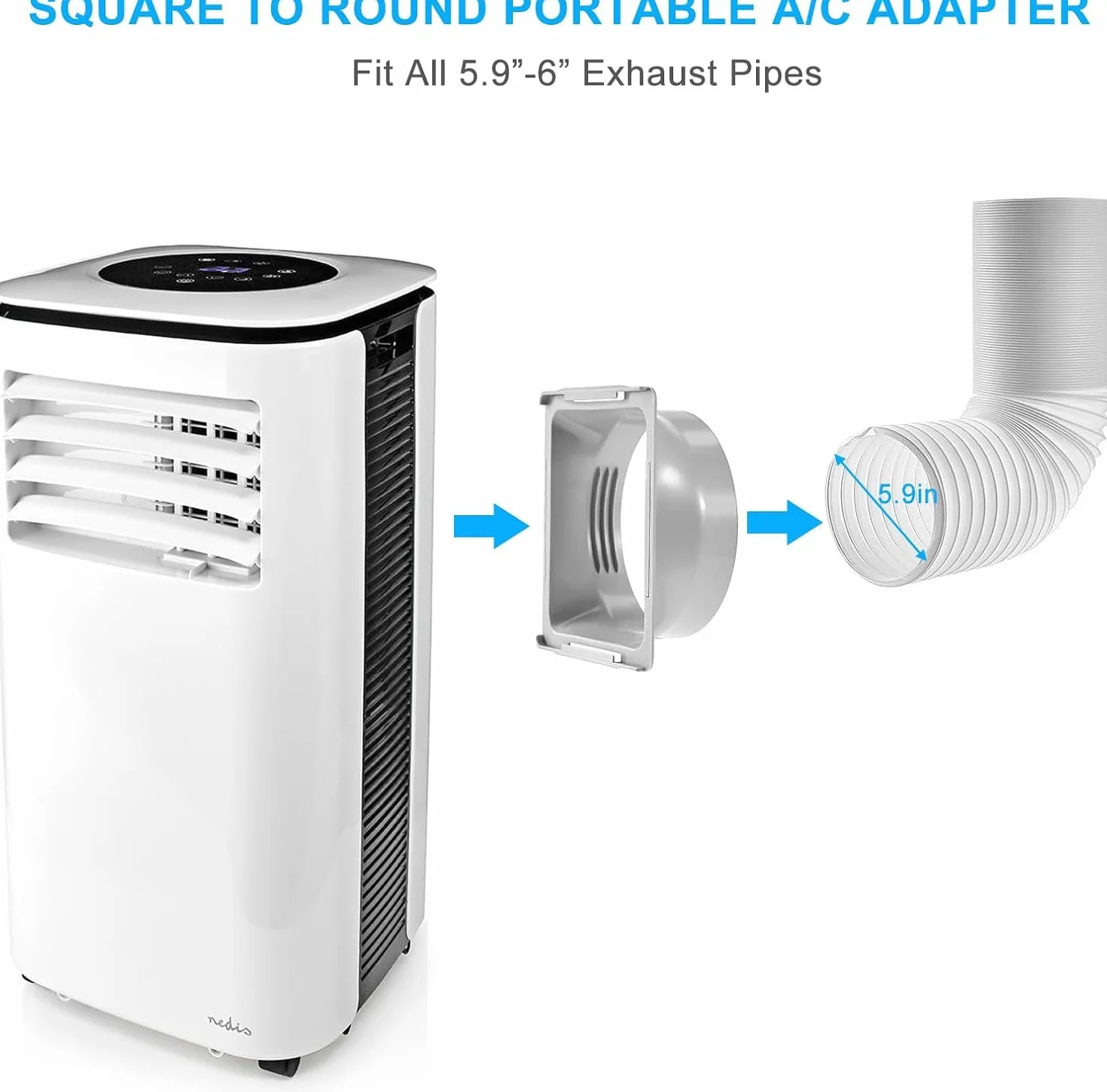 Acoplador de Manguera de Escape de Aire Acondicionado, Conector de Conducto de Ventilación, Adaptador Tubo Aire Acondicionado Portatil, para 150mm Manguera de Ventilación de Aire Acondicionado