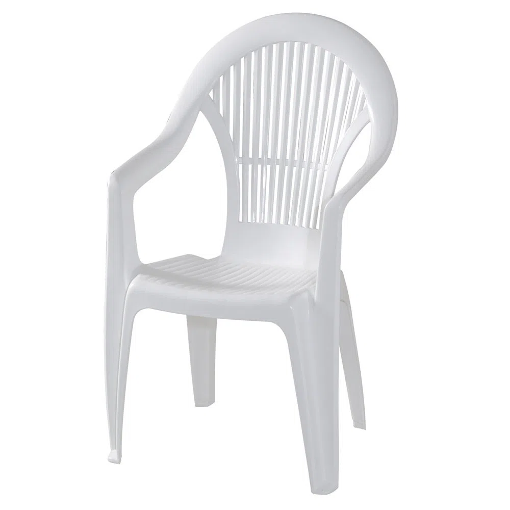 Fun Star Silla monobloque apilable con Respaldo Alto, Made in Italy, 58 x 56 x 94 cm, Color Blanco