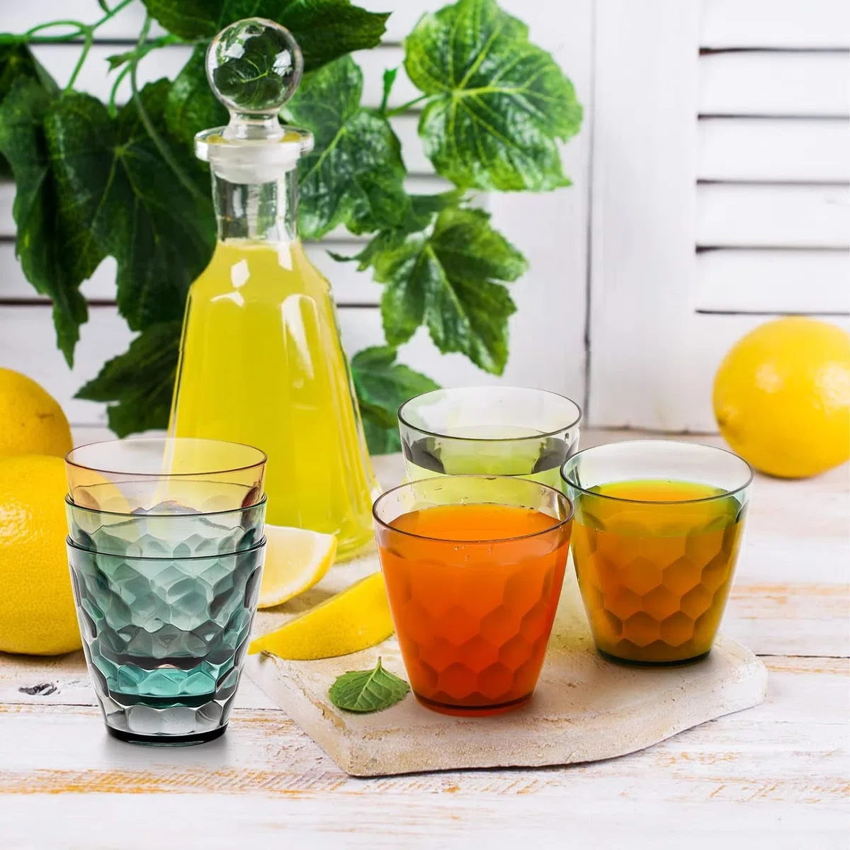Lawei 12 vasos de agua de plástico, vasos de plástico de 300 ml, vasos reutilizables para cena, hogar, fiesta de cumpleaños