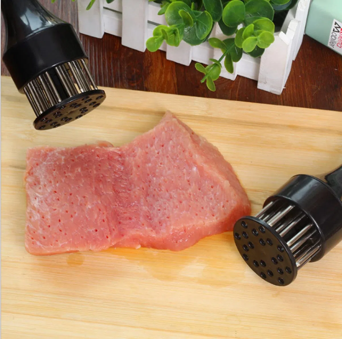 Herramienta de ablandamiento de carne con cuchillas de aguja de acero inoxidable ultra afiladas, paquete de 2 herramientas de ablandamiento de carne para profesión, utensilios de cocina Jacquard para