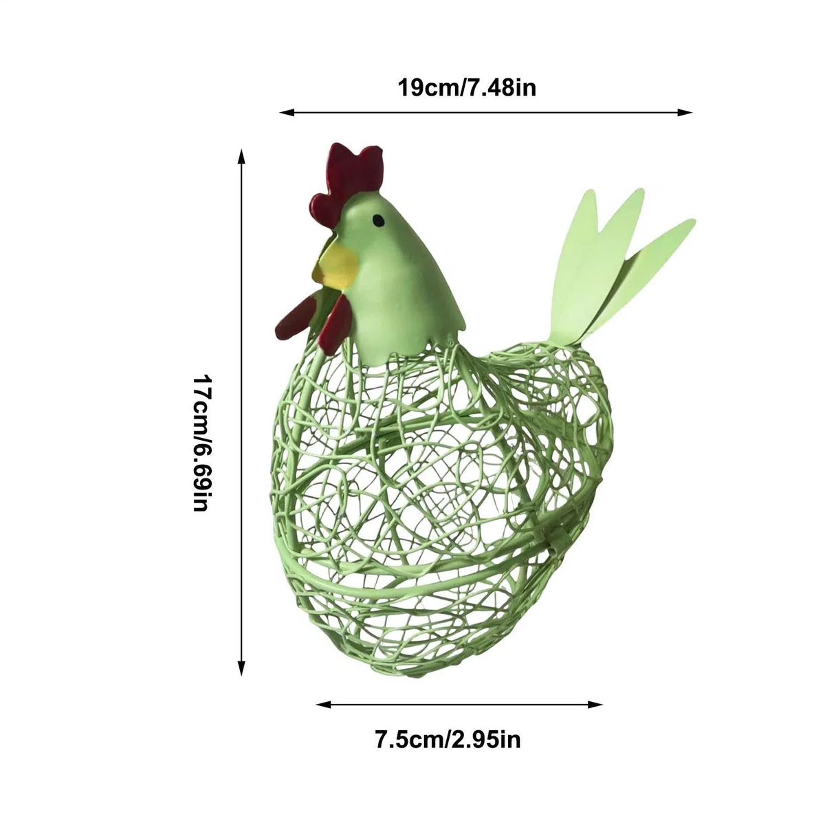 Cesta para Huevos,Decoración Rústica de Cocina en Metal | Almacenamiento con Forma de Gallina Recolector de Huevos | para Jardín, Patio Trasero, Pascua, Encimera y Mesa, Estilo Granja