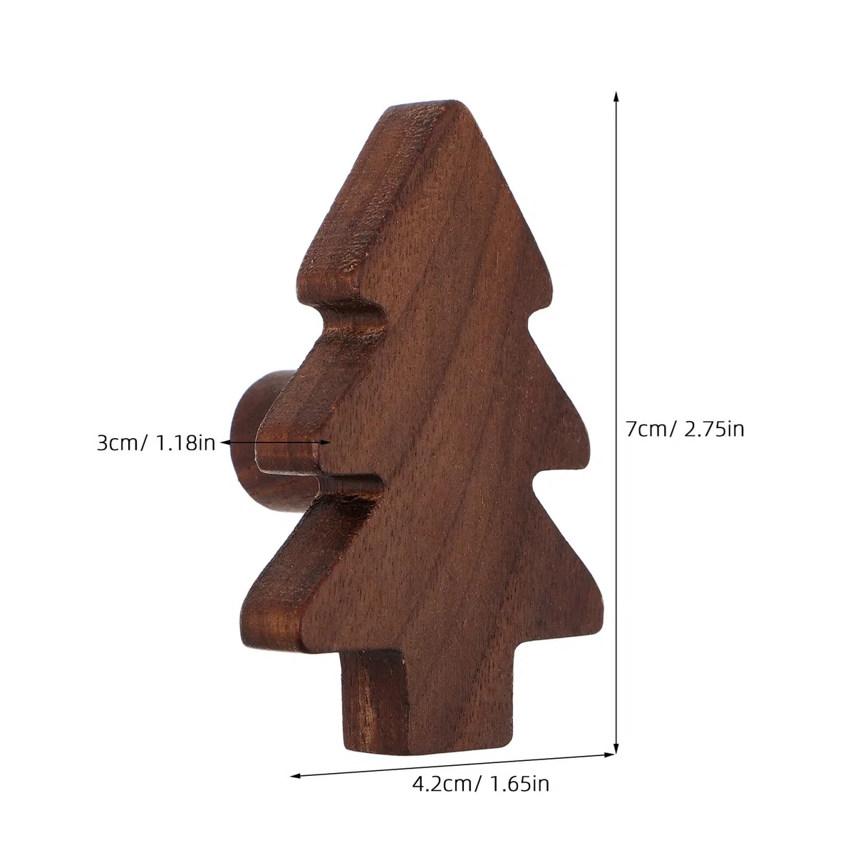 Cabilock Pomos de Madera para Armarios Infantiles en Forma de Árbol de Navidad Tiradores Decorativos para Cajones y Puertas Diseño Creativo y Seguro Acabado en Nogal Oscuro 3 Unidades