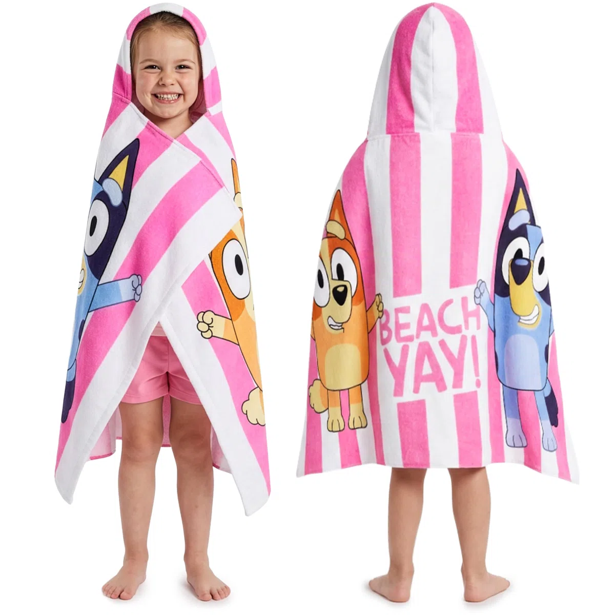 Get Trend Bluey Poncho Toalla Niña con Capucha 2-6 Años, 100% Algodón Toalla de Baño Infantil, Piscina Playa Poncho de Natación con Capucha, Idea de Regalo para Niña (Multi Bluey)