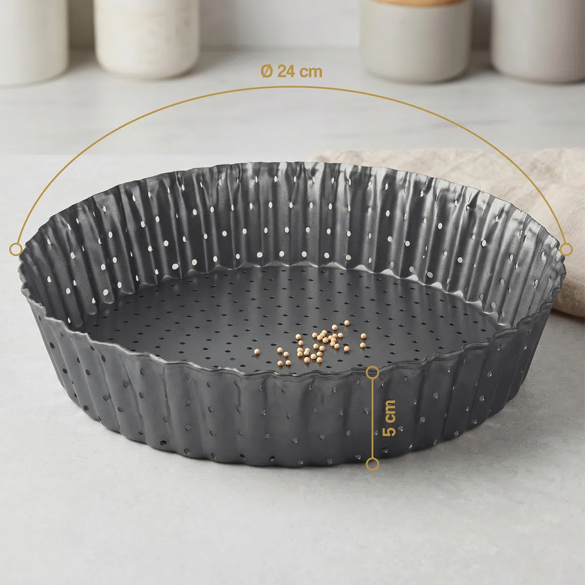 24 cm Molde Quiche Desmontable - Moldes para Bizcochos - Molde para Tartas Desmontable - Moldes Reposteria - Molde Bizcocho Horno - Molde de Horno Rizado - Forma Bolo - 24 cm