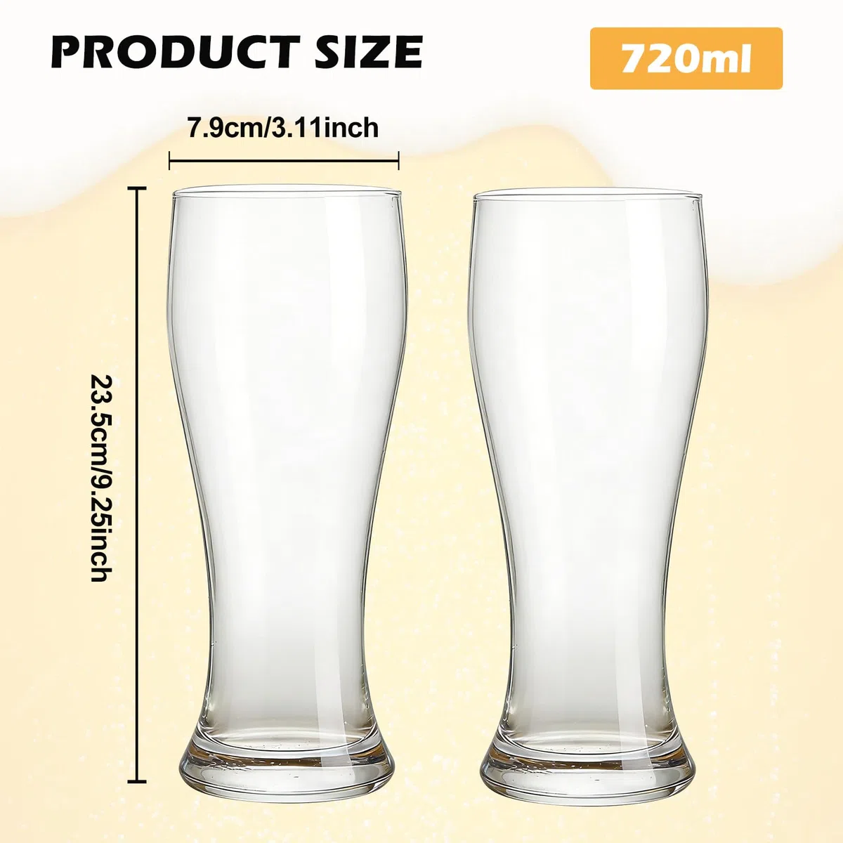 GOMETY Juego de 2 vasos de cerveza de 700 ml, transparentes de 0,7 l, juego de vasos de cerveza, material de cristal, vasos de trigo, sin BPA, para camping, bar, hotel, restaurante, regalo para