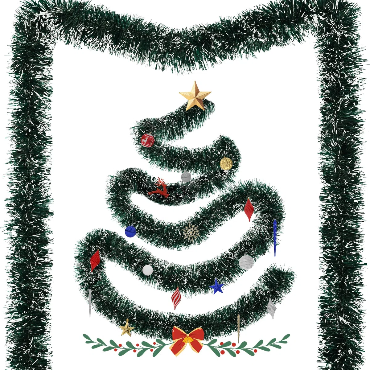4 pcs de Navidad Guirnalda de Navidad Verde Oscuro-Abeto Artificial Guirnalda Ø13cm,12M Guirnalda de Navidad árbol de Navidad Deco oropel para repisa de la Chimenea,Escalera,Navidad,Interior,Exterior